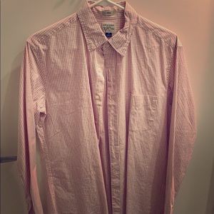 J Crew pink button up (checkered)